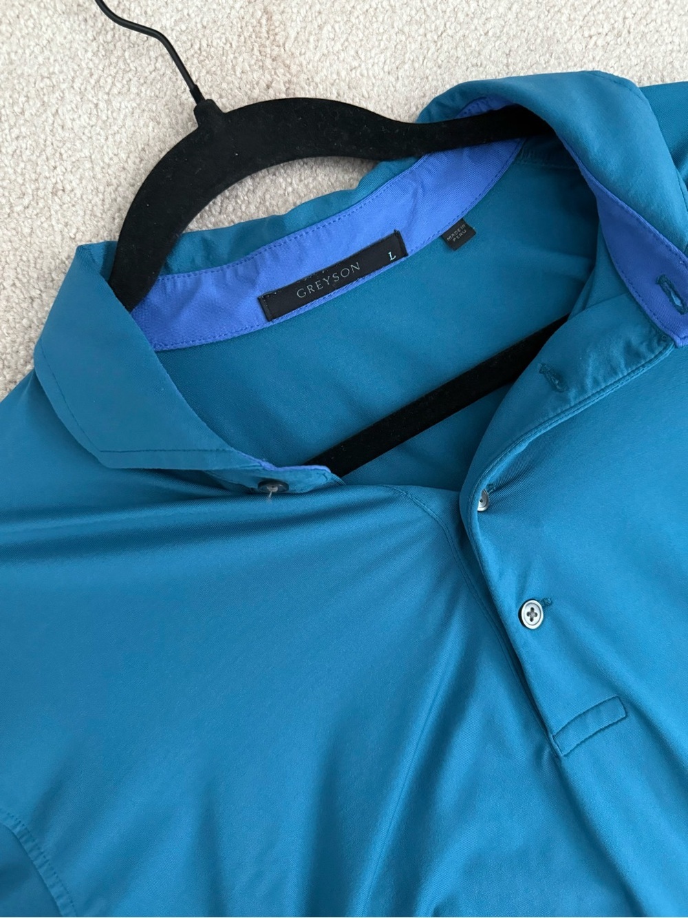 Greyson Men’s Teal and Blue Performance Polo